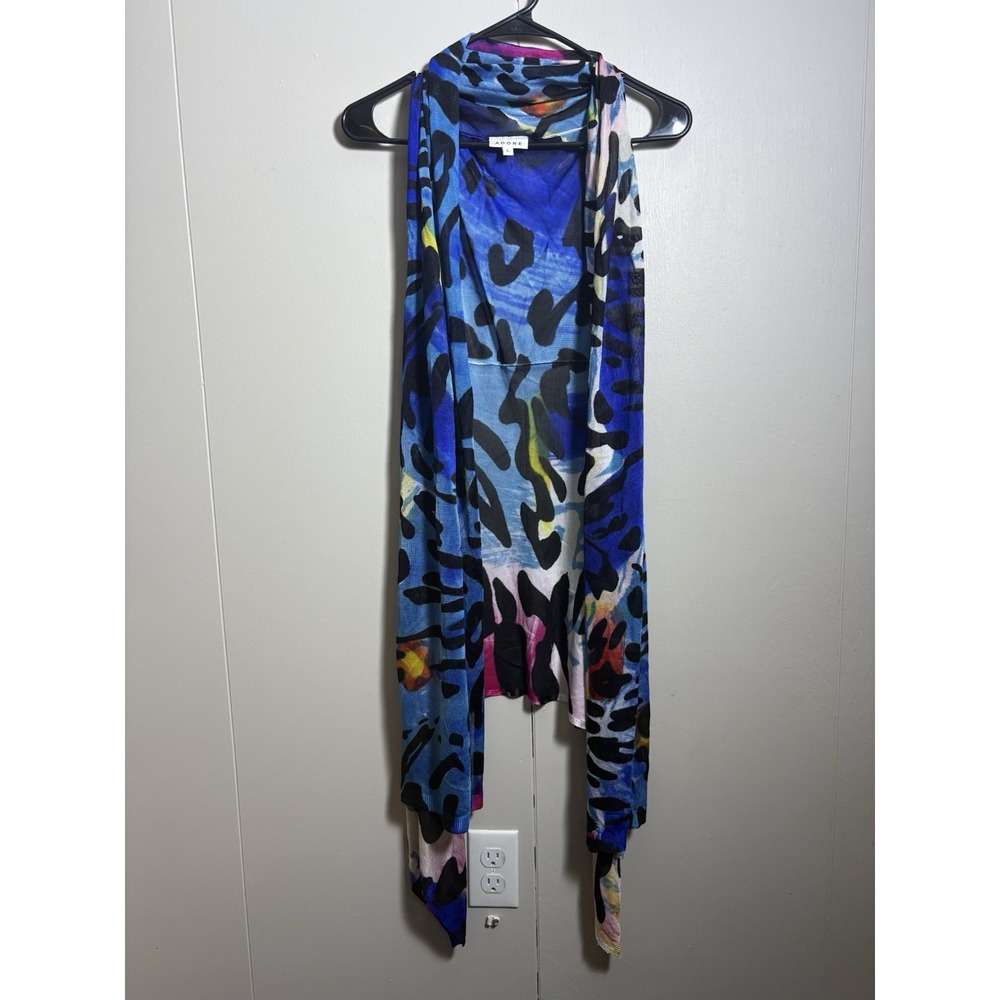 Adore L Open Front Long Line Cardigan Duster Vest Animal Print Drape Artsy Boho
